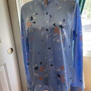 Equipment Femme blouse, blue, button down shirt, size large